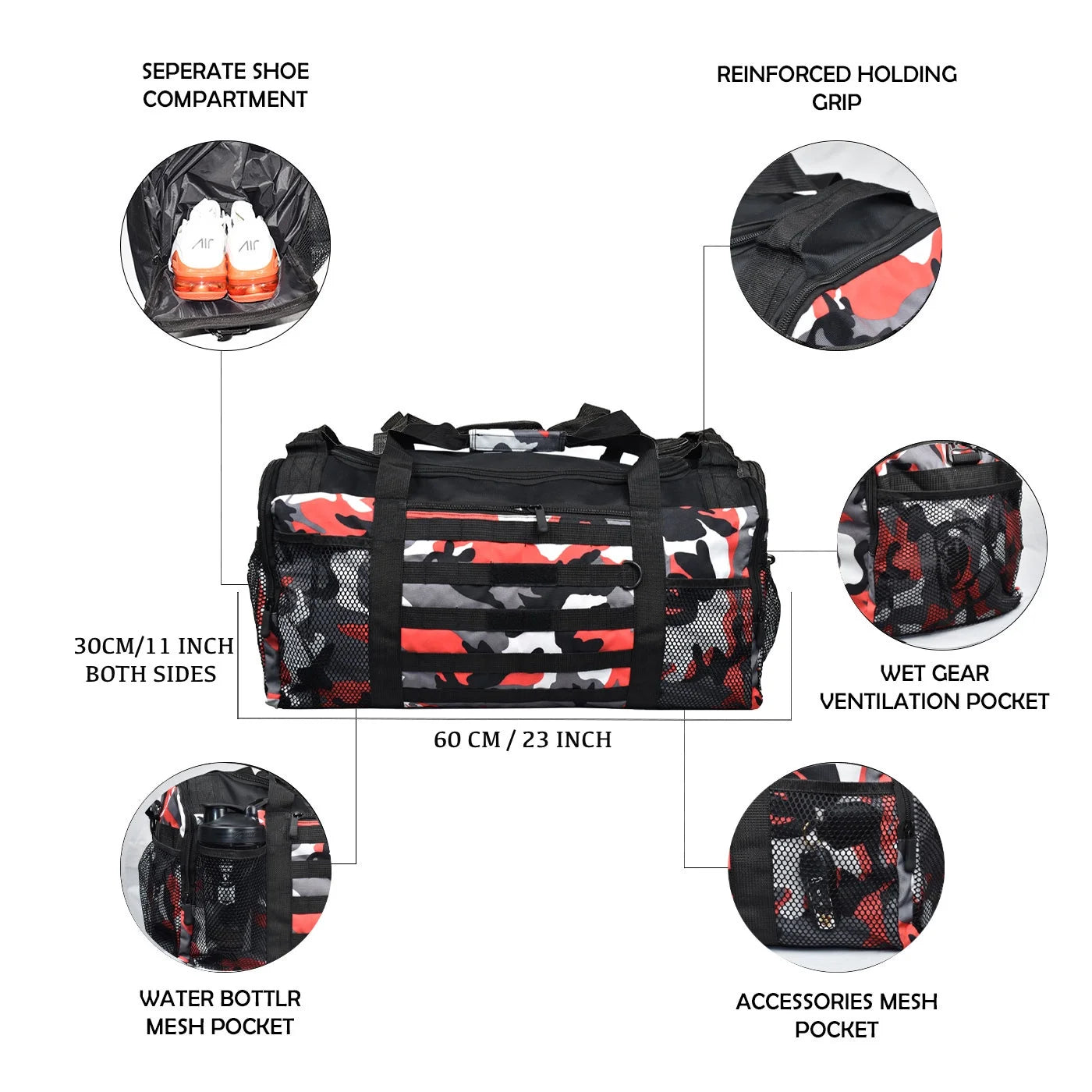 Beast Power Gear Gym Duffle Bag- Workout, Boxing, MMA, Sports Gym Bag with Shoes Compartment Adjustable Shoulder Strap for Men & Women